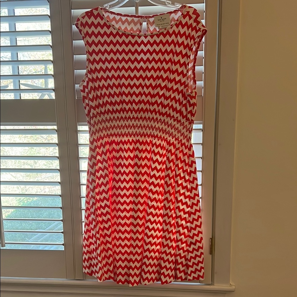 Kate Spade Orange and White Chevron Dress